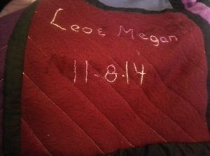 Signed the Quilt with the Wedding Date and their names